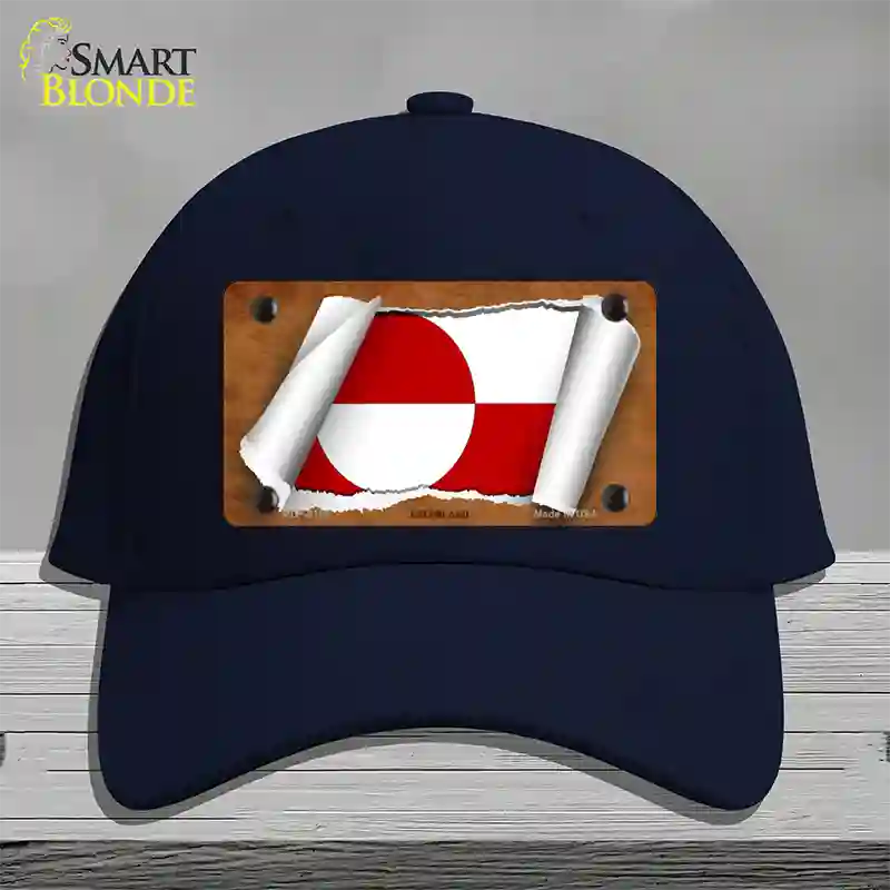 Greenland Flag Scroll Novelty License Plate Hat Cotton / Navy