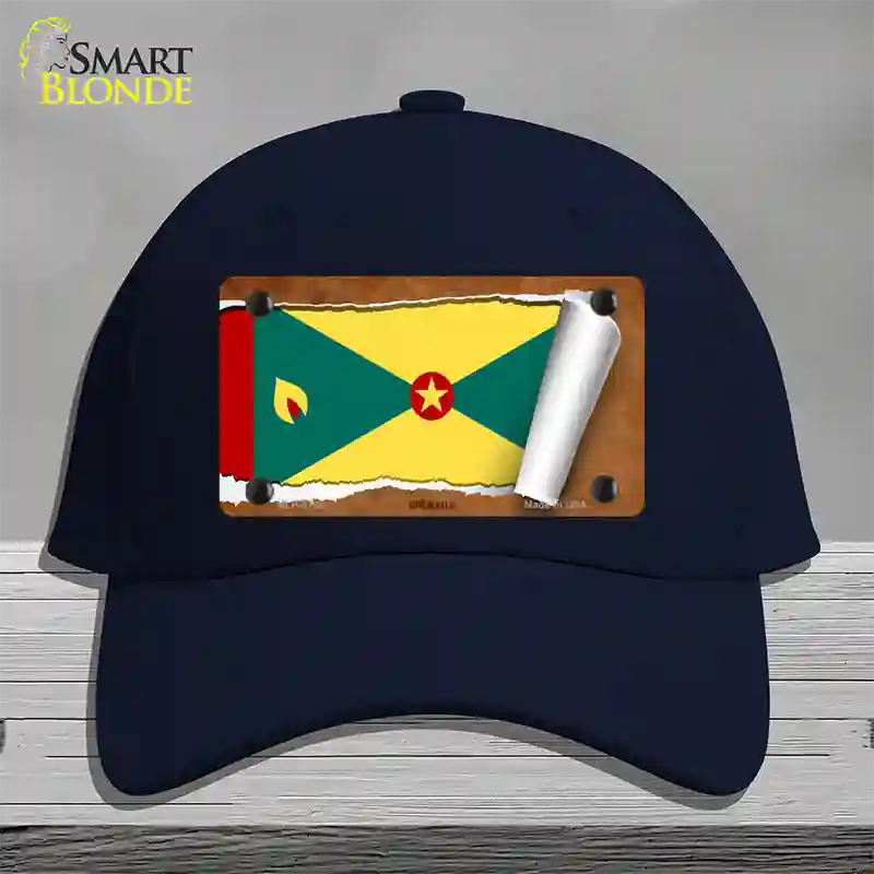 Grenada Flag Scroll Novelty License Plate Hat Cotton / Navy