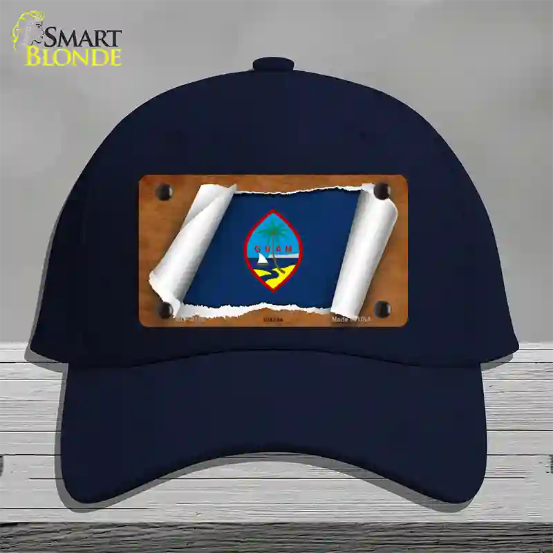 Guam Flag Scroll Novelty License Plate Hat Cotton / Navy