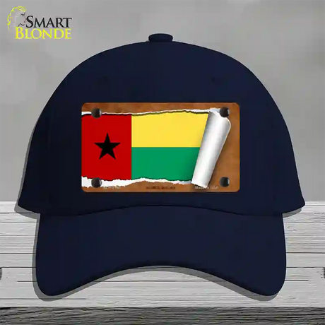 Guinea-Bissau Flag Scroll Novelty License Plate Hat Cotton / Navy