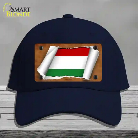 Hungary Flag Scroll Novelty License Plate Hat Cotton / Navy