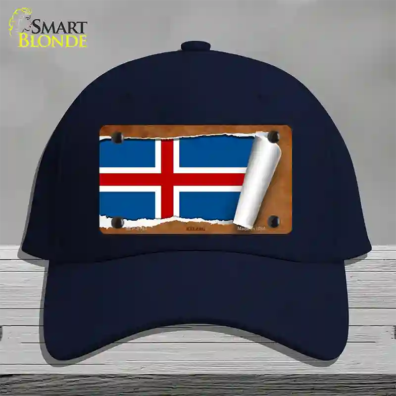 Iceland Flag Scroll Novelty License Plate Hat Cotton / Navy