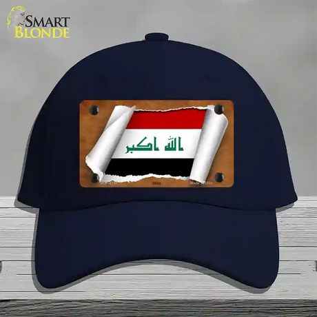 Iraq Flag Scroll Novelty License Plate Hat Cotton / Navy