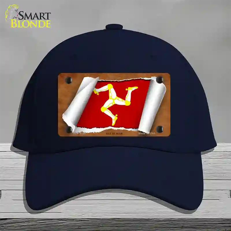 Isle of Man Flag Scroll Novelty License Plate Hat Cotton / Navy