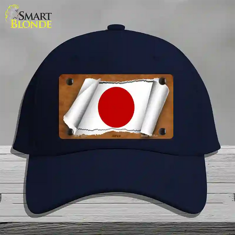 Japan Flag Scroll Novelty License Plate Hat Cotton / Navy