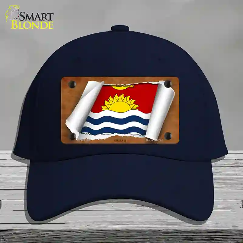 Kiribati Flag Scroll Novelty License Plate Hat Cotton / Navy