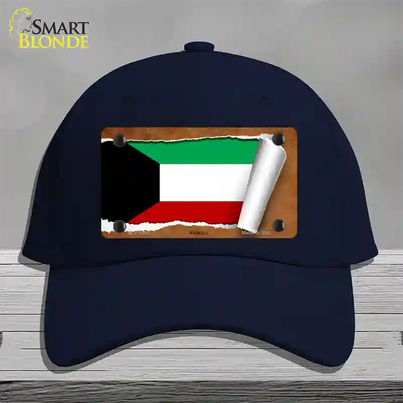 Kuwait Flag Scroll Novelty License Plate Hat Cotton / Navy