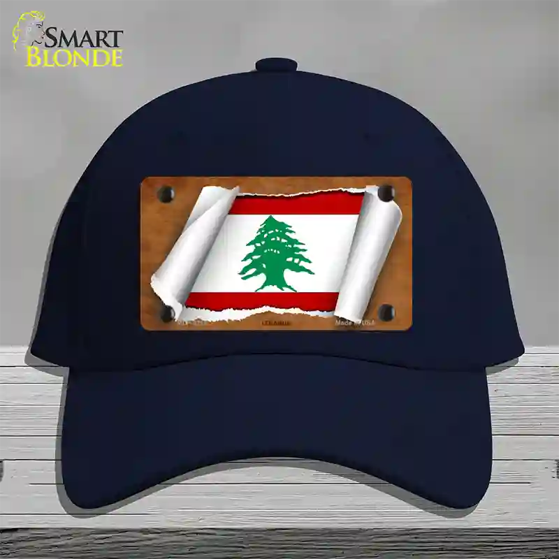 Lebanon Flag Scroll Novelty License Plate Hat Cotton / Navy