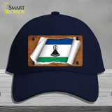 Lesotho Flag Scroll Novelty License Plate Hat Cotton / Navy