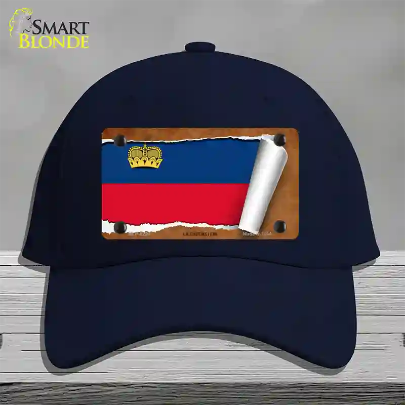 Liechtenstein Flag Scroll Novelty License Plate Hat Cotton / Navy