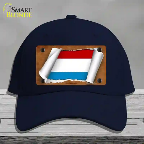 Luxemboury Flag Scroll Novelty License Plate Hat Cotton / Navy