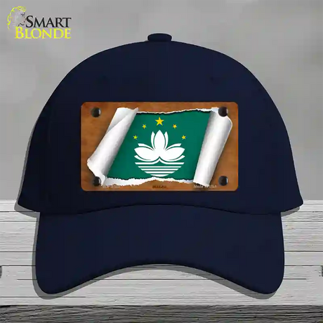 Macan Flag Scroll Novelty License Plate Hat Cotton / Navy