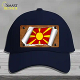 Macedonia Flag Scroll Novelty License Plate Hat Cotton / Navy