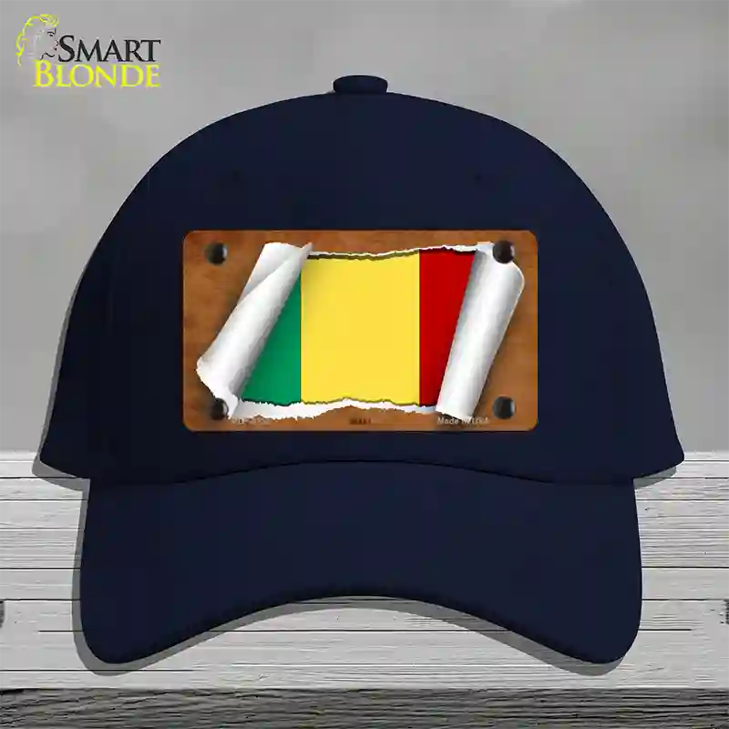 Mali Flag Scroll Novelty License Plate Hat Cotton / Navy