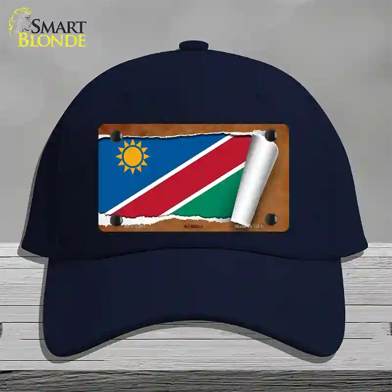 Namibia Flag Scroll Novelty License Plate Hat Cotton / Navy