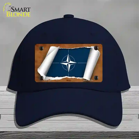 Nato Flag Scroll Novelty License Plate Hat Cotton / Navy