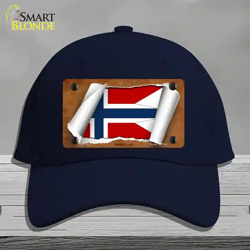 Norway-NS Flag Scroll Novelty License Plate Hat Cotton / Navy