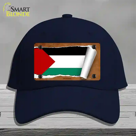 Palestine Flag Scroll Novelty License Plate Hat Cotton / Navy