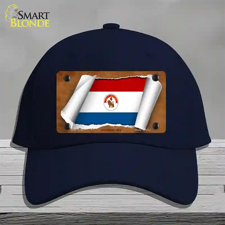 Paraguay-REV Flag Scroll Novelty License Plate Hat Cotton / Navy