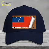 Samoa Flag Scroll Novelty License Plate Hat Cotton / Navy