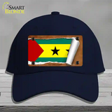 Sao Tome & Principe Flag Scroll Novelty License Plate Hat Cotton / Navy