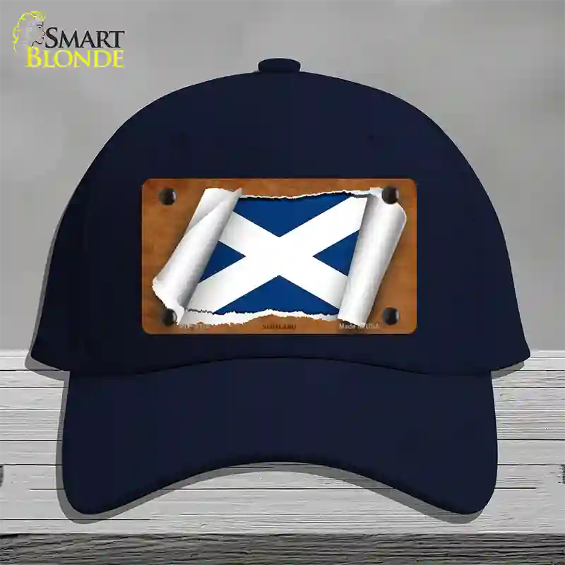 Scotland Flag Scroll Novelty License Plate Hat Cotton / Navy