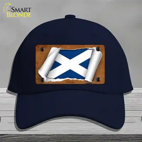 Scotland Flag Scroll Novelty License Plate Hat Cotton / Navy