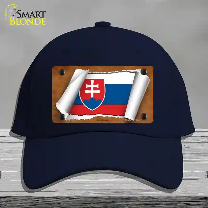 Slovakia Flag Scroll Novelty License Plate Hat Cotton / Navy