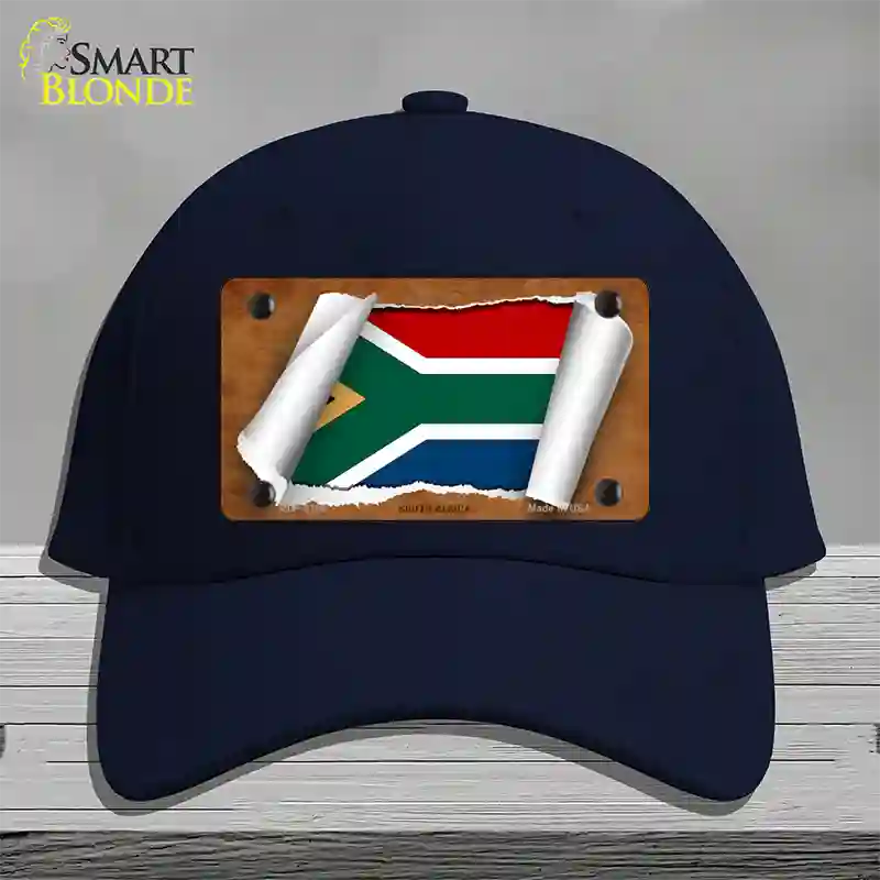 South Africa Flag Scroll Novelty License Plate Hat Cotton / Navy