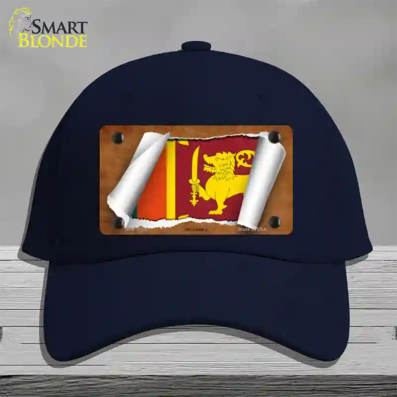 Sri Lanka Flag Scroll Novelty License Plate Hat Cotton / Navy