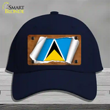 St Lucia Flag Scroll Novelty License Plate Hat Cotton / Navy