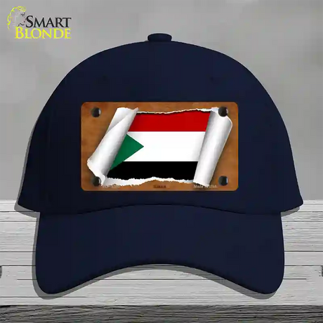 Sudan Flag Scroll Novelty License Plate Hat Cotton / Navy