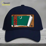 Turkmenistan Flag Scroll Novelty License Plate Hat Cotton / Navy