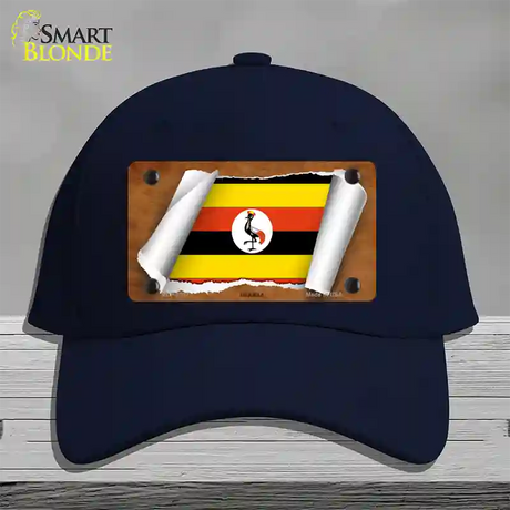 Uganda Flag Scroll Novelty License Plate Hat Cotton / Navy