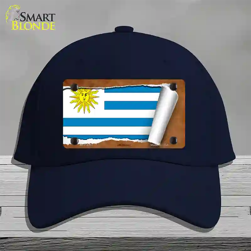 Uruguay Flag Scroll Novelty License Plate Hat Cotton / Navy