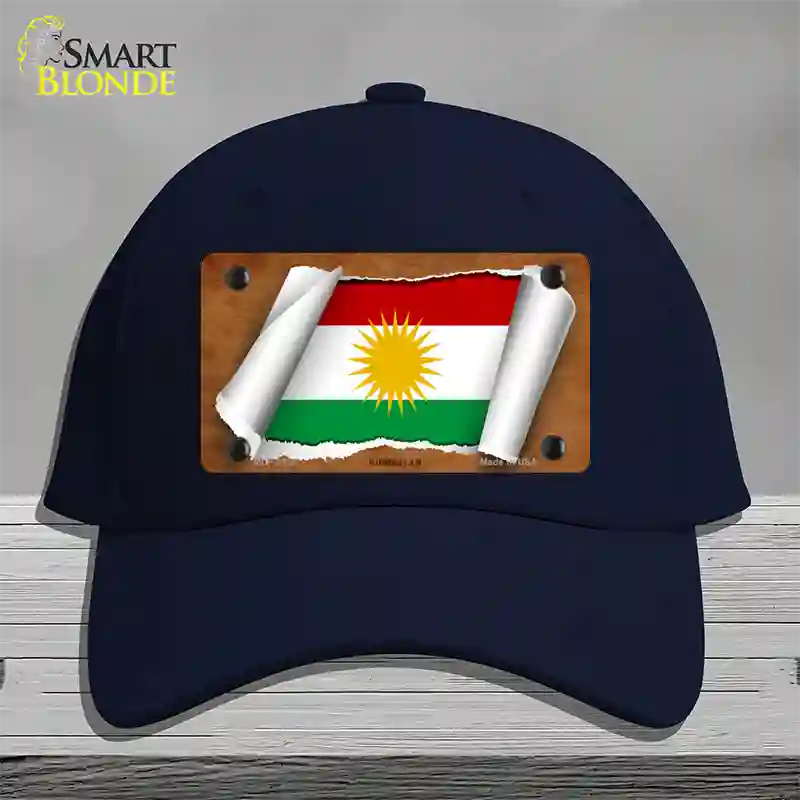 Kurdistan Flag Scroll Novelty License Plate Hat Cotton / Navy