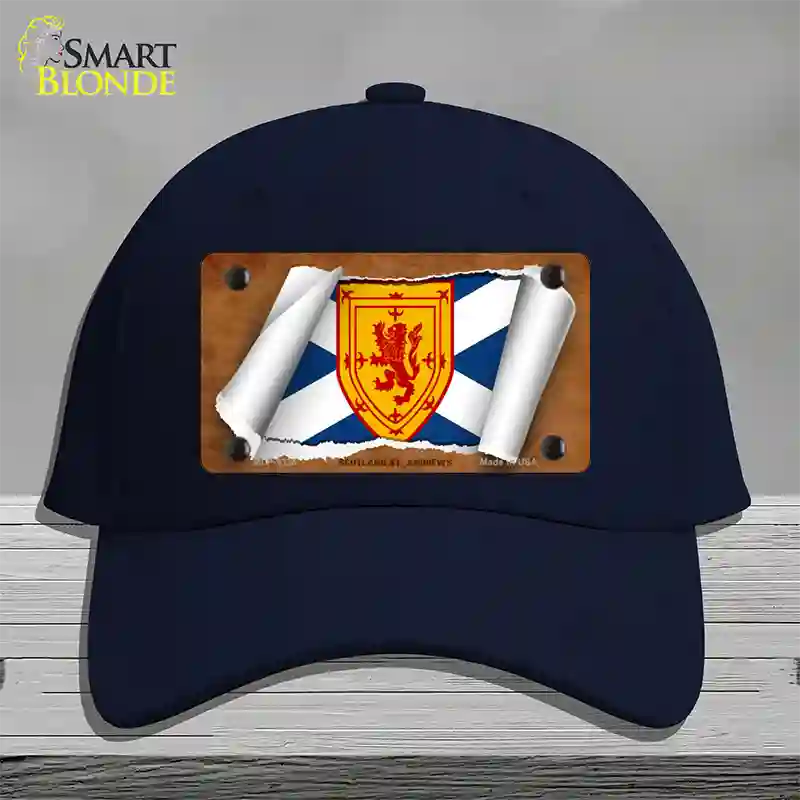 Scotland St. Andrews Flag Scroll Novelty License Plate Hat Cotton / Navy