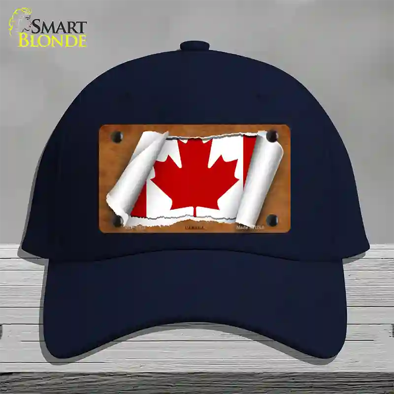 Canada Flag Scroll Novelty License Plate Hat Cotton / Navy