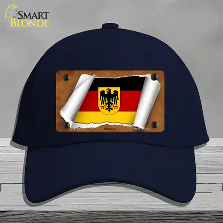 Germany Coat of Arms Flag Scroll Novelty License Plate Hat Cotton / Navy