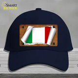 Italy Flag Scroll Novelty License Plate Hat Cotton / Navy