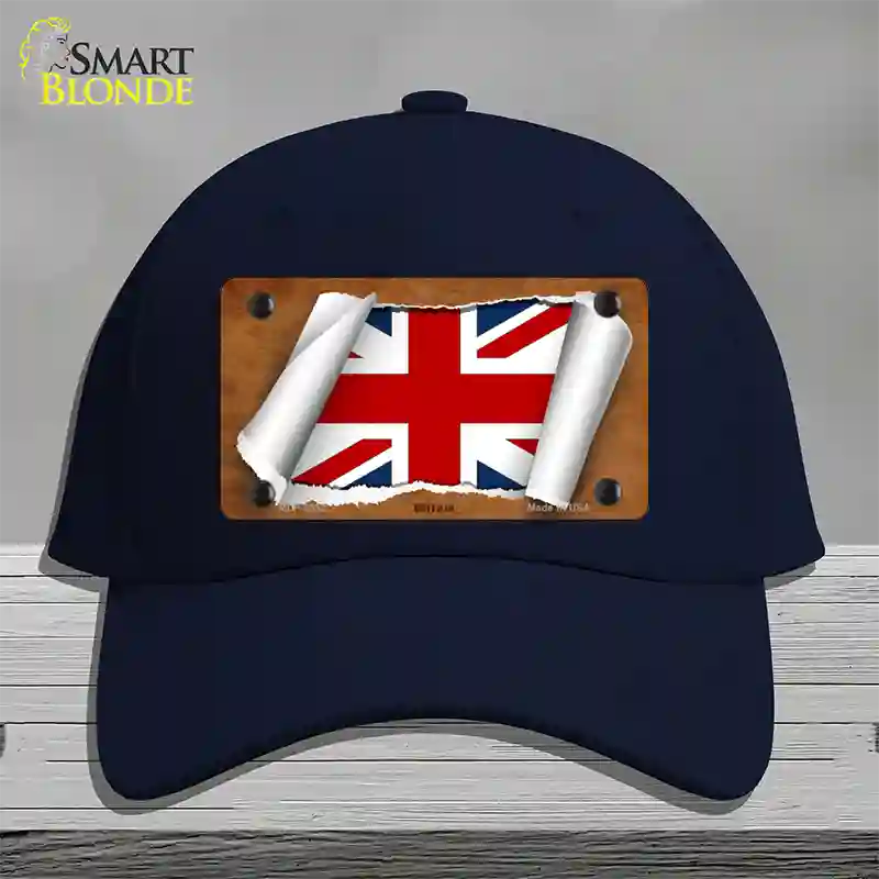 Britain Flag Scroll Novelty License Plate Hat Cotton / Navy