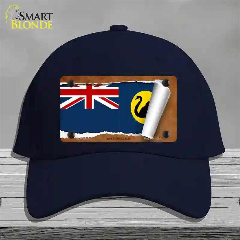 West Australia Flag Scroll Novelty License Plate Hat Cotton / Navy