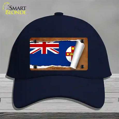 New South Wales Flag Scroll Novelty License Plate Hat Cotton / Navy