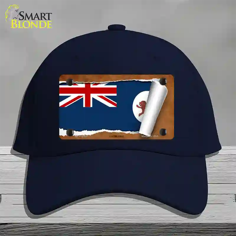 Tasmania Flag Scroll Novelty License Plate Hat Cotton / Navy