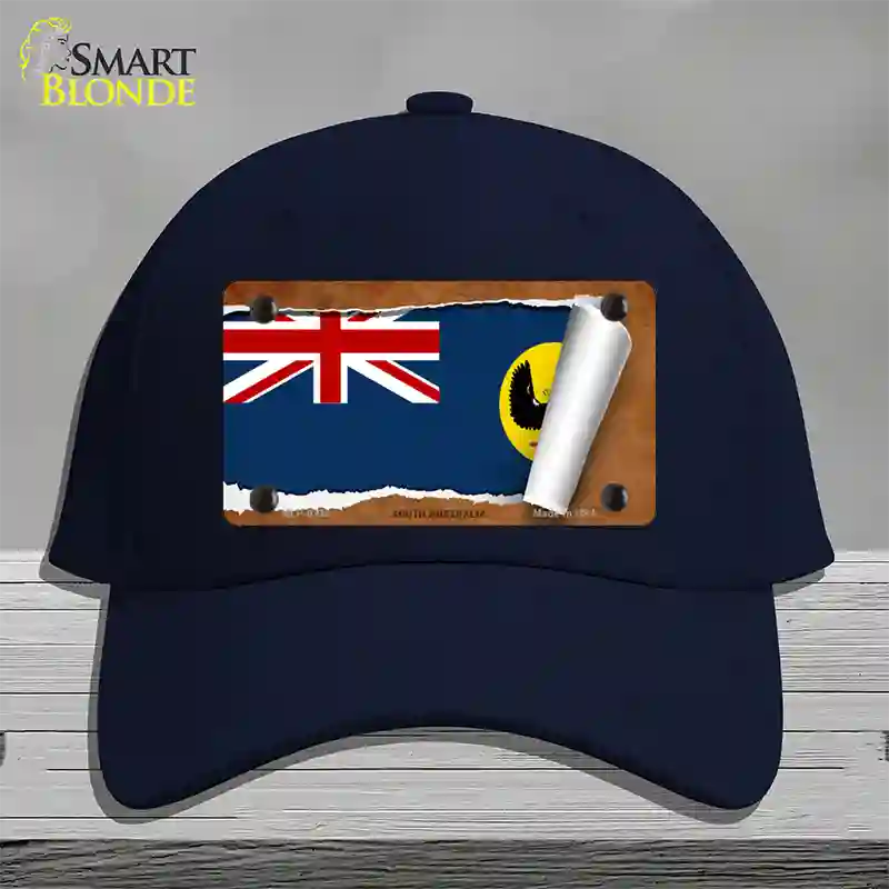 South Australia Flag Scroll Novelty License Plate Hat Cotton / Navy