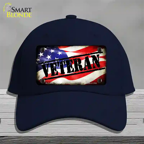 Veteran American Flag Novelty License Plate Hat Cotton / Navy