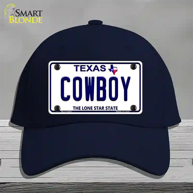 Cowboy Texas White Novelty License Plate Hat Cotton / Navy