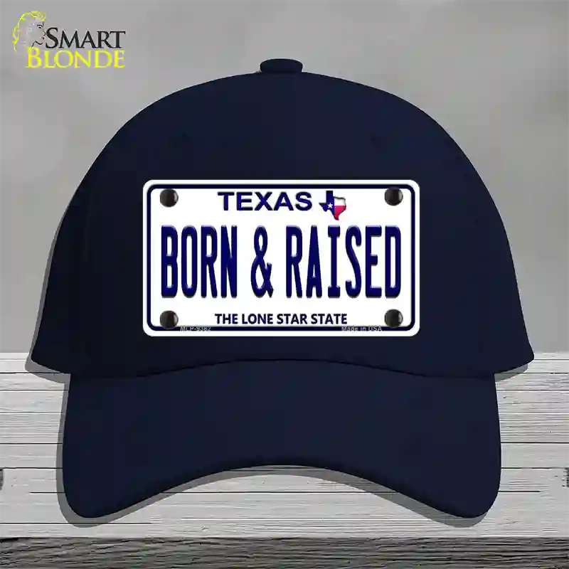 Born and Raised Texas Novelty License Plate Hat Cotton / Navy