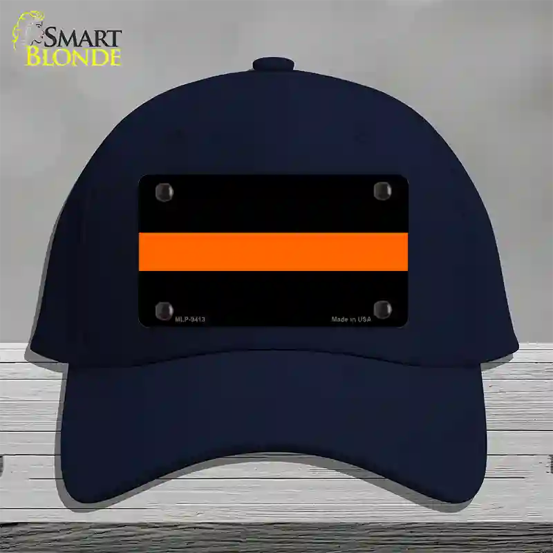 Thin Orange Line Novelty License Plate Hat Cotton / Navy