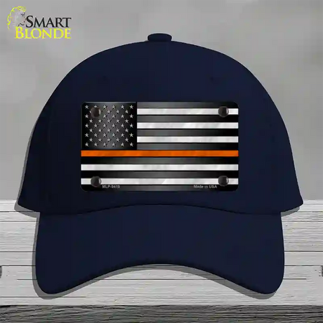 American Flag Thin Orange Line Novelty License Plate Hat Cotton / Navy